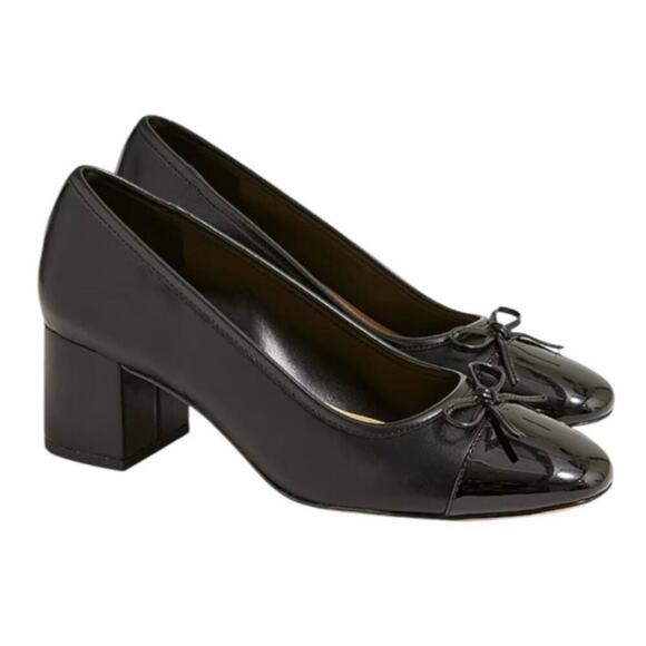 J. Crew Cap-Toe Ballet Block Heel Black Size 9 - Picture 1 of 11